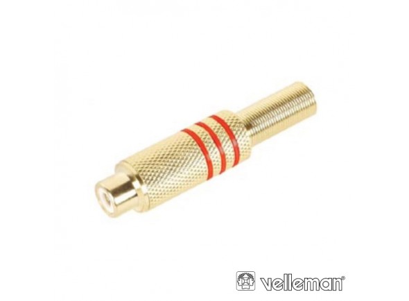 Velleman Ficha Rca Fêmea Dourada-Vermelha C/ Proteção De Cabo Velleman Ficha Rca Fêmea Dourada-Vermelha C/ Proteção De Cabo